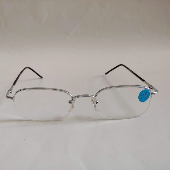 Vintage 90's Rectangle Metal Semi-Rimless Readers - Picture 1 of 4